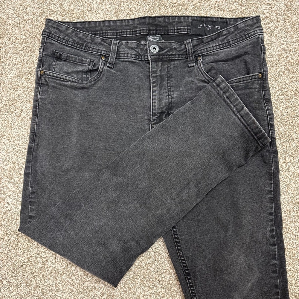 The Perfect Jean NYC Slim Fit Jeans Mens 36x28 Black Washed Stretch Denim